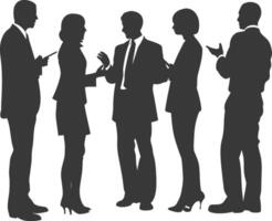 silhouette business people meeting brainstorming full body black color only vector