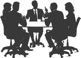 silhouette business people meeting brainstorming full body black color only vector