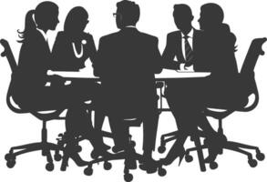 silhouette business people meeting brainstorming full body black color only vector