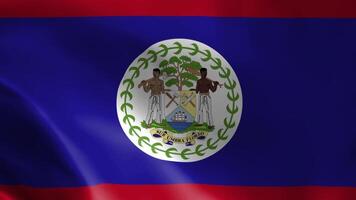 belize flagga fladdrande i de vind. detaljerad tyg textur. video