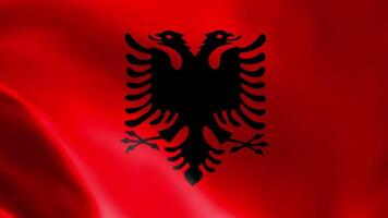 el bandera de Albania volador en el viento. el concepto de patriotismo y amor para el patria. video