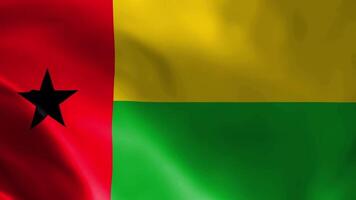 Guinea-Bissau vlag fladderend in de wind. gedetailleerd kleding stof textuur. video