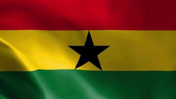 ghana flagga fladdrande i de vind. detaljerad tyg textur. video