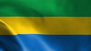 Gabon vlag fladderend in de wind. gedetailleerd kleding stof textuur. naadloos lusvormige animatie. video