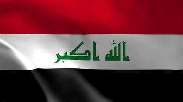 Irak vlag fladderend in de wind. gedetailleerd kleding stof textuur. video