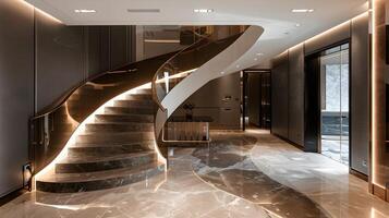 Impressive Marble Staircase and Elegant Hallway of a Luxury Commercial or Residential Building photo