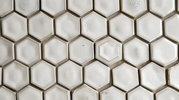 Hexagonal Mosaic Tile Backdrop in Sleek Monochrome Modern Architectural Design photo