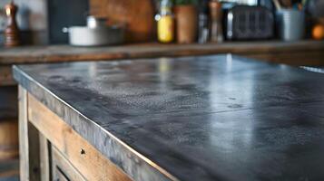 Rustic Marble Kitchen Counter with Vintage Cookware and Ingredients Displayed photo