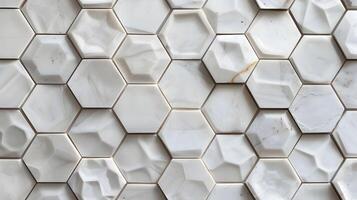 Elegant Geometric Marble Hexagonal Tile Pattern Background for Luxury Decor and Interior Design photo