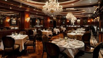 Elegant and Sophisticated Dining Experience in a Luxurious Restaurant Interior photo