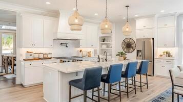 Beautifully Designed and Well-Equipped Modern Kitchen with Ample Workspace and Stylish Decor Elements photo
