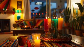 acogedor alumbrado por velas santuario un sereno oasis para atención plena, espiritualidad y cultural foto