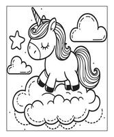 unicorn coloring page for kids vector