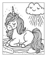 unicorn coloring page for kids vector