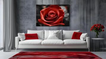 Vibrant Red Rose Blooming with Delicate Petals Capturing the Essence of Love and Romance photo