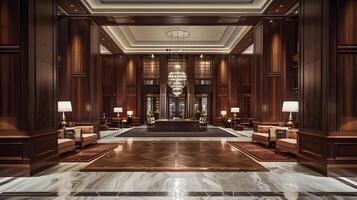 Luxurious and Ornate Hotel Lobby with Intricate Architectural Details and Elegant Furnishings photo