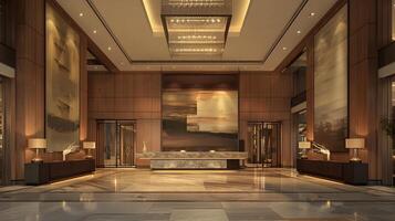 Magnificent and Opulent Luxury Hotel Lobby with Stunning Architectural Design and Lavish Furnishings photo