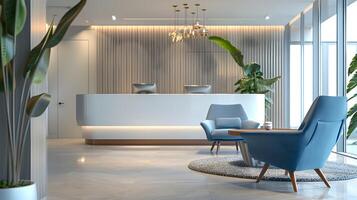 Luxurious Lobby with Contemporary Furnishings and Lush Greenery photo