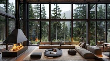 Cozy and Serene Cabin Retreat Amid Towering Pines and Panoramic Mountain Vistas photo