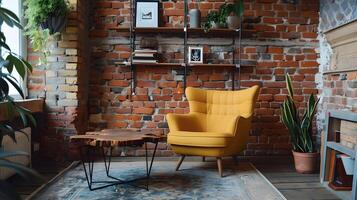 Cozy and Inviting Industrial-Style Loft Apartment with Stylish Furnishings and Decor photo