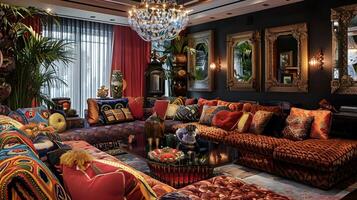 Luxurious and Ornate Living Space Exuding Sophisticated Grandeur photo