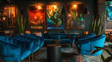 Vibrant and Luxurious Lounge Ambiance with Abstract Flair photo