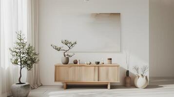 Serene and Harmonious Interior Composition with Minimalist Furnishings and Natural Accents photo