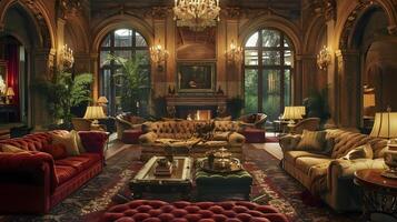 Ornate and Sophisticated Interior of a Luxurious Historical Mansion photo