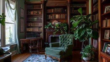 Richly Appointed Intimate Library Nook Offering Resplendent Refuge for Scholarly Pursuits photo