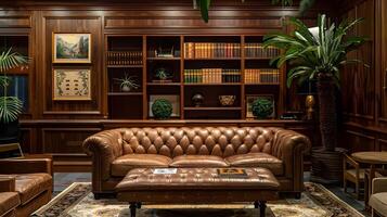 Refined and Timeless Library Nook for Contemplation and Scholarly Pursuits photo