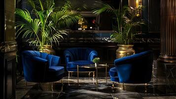 Lavish Tropical Oasis A Luxurious Hotel Lounge Exuding Refined Elegance photo