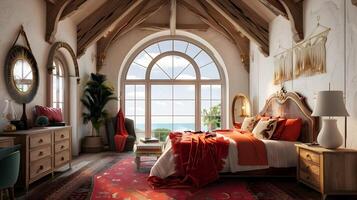 Luxurious Beachfront Bedroom with Vaulted Ceiling and Panoramic Ocean View photo