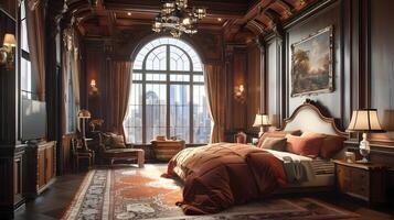 Exquisite Opulent Bedroom in Lavish Traditional Manor photo