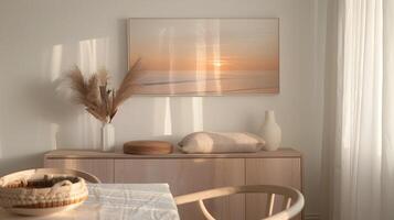 Warm and Inviting Minimalist Sunset Decor in a Peaceful Living Space photo