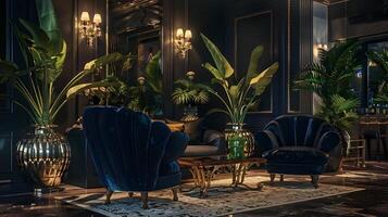 Lavish and Ornate Interiors with Lush Greenery and Elegant Furnishings photo