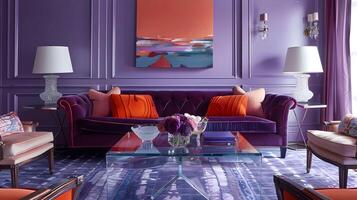 Luxurious and Sophisticated Interior Design with Vibrant Color Scheme and Plush Furnishings photo