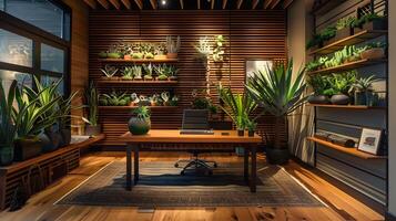 Harmonious Home Office Sanctuary Embracing Nature's Embrace photo