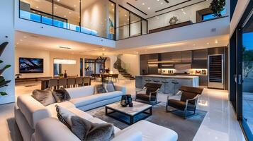 Luxurious and Sophisticated Open-Concept Living Space with Inviting Modern Design and Amenities photo