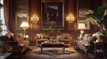 Magnificent Opulent Refined Interior of a Luxurious Historic Mansion photo