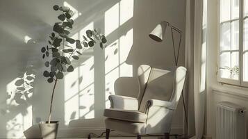 Cozy and Serene Nook with Sculptural Lighting Casting Mesmerizing Shadows photo