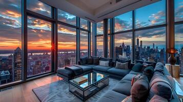 Stunning Sunset Panorama from Luxury Penthouse Apartment photo