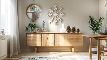 Cozy and Festive Scandinavian-Inspired Home Decor Showcase with Warm Wooden Accents and Seasonal Touches photo
