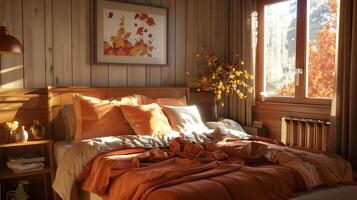 Cozy Autumn Cabin Getaway A Warm and Inviting Bedroom Escape photo