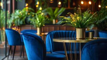 Lush Tropical Ambiance in Cozy Upscale Lounge Seating photo