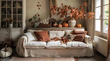 Rustic Living Room with Autumn Embracing Warmth and Simplicity photo