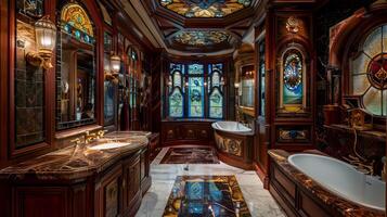 lujoso victoriano baño exudando elegancia y opulencia en alto detalle foto