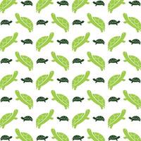 Walking turtle staggering trendy multicolor repeating pattern illustration background design vector