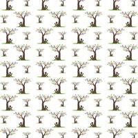 Kid and tree uncommon trendy multicolor repeating pattern illustration background design vector