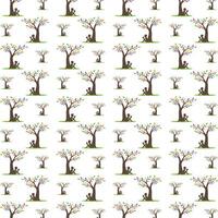 Kid and tree uncommon trendy multicolor repeating pattern illustration background design vector