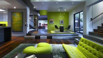 Lime Green Accents Invigorate Modern Home Interior with Sleek Contemporary Design photo